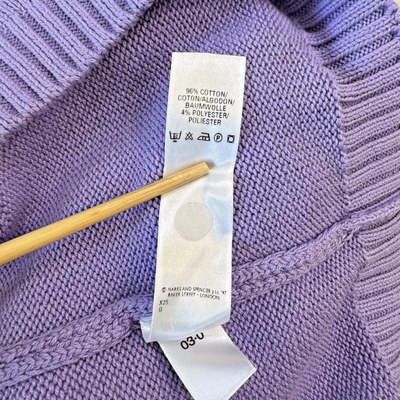 Vintage Marks & Spencer St Michael's Dark Lilac Cotton Sweater Knit UK 12 US 8 - Picture 10 of 10